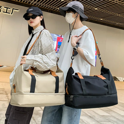 Large Capacity Travel Duffel Bag Shoe Compartment Crossbody Waterproof Weekend Overnight Bag Gym