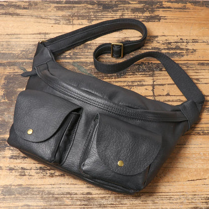 Top-Grain Cowhide Cycling Genuine Leather Single-Shoulder Armpit Bag Commuting Large Capacity