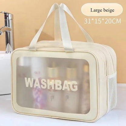 Homefish Large Capacity Transparent Dry Wet Separation Double-Layer Washbag Frosted Travel Portable