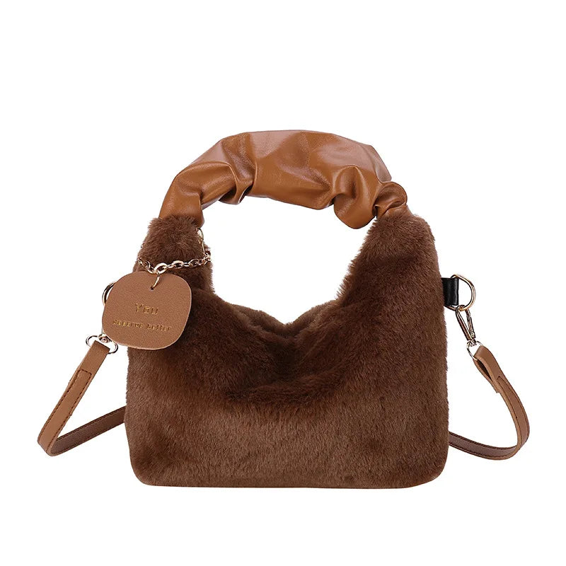 Plush Faux Fur Crossbody Bag – Women's Stylish Shoulder Handbag
