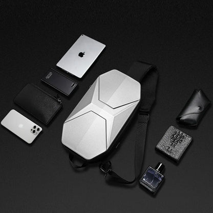 Functional Chest Bag Men Pc Hard Shell Crossbody Bag Large-Capacity Single-Shoulder Waterproof