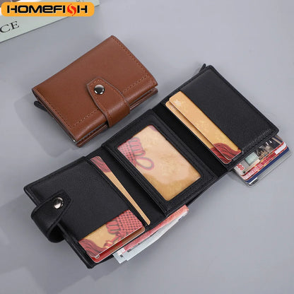 Homefish Rfid Blocking Pu Leather Slim Card Wallet Hasp Closure Mini Credit Holder Men Male Daily