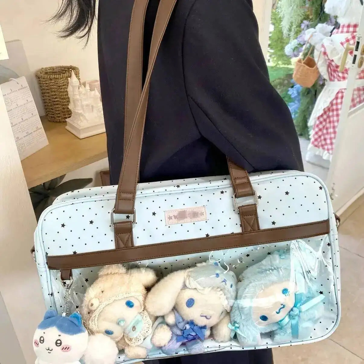 Lace Ita Bag Large Capacity – Transparent Pocket Shoulder Bag for Badge Display