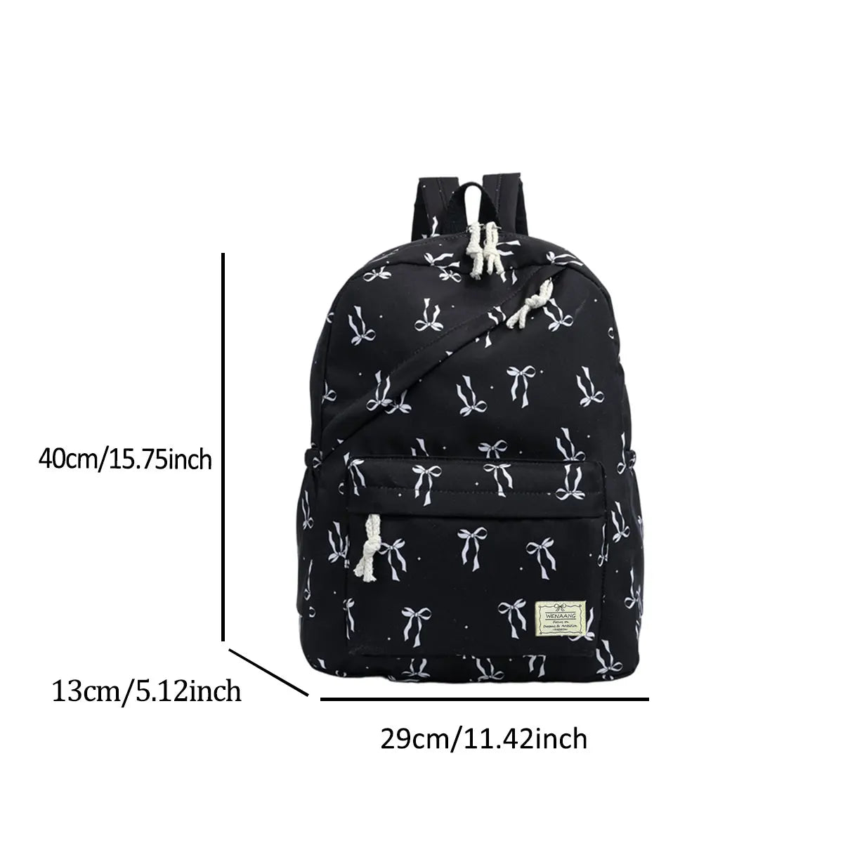 Fashionable Cute Bow Knot Polka Dot Printed Backpack Nylon Lightweight Large Capacity Casual Campus