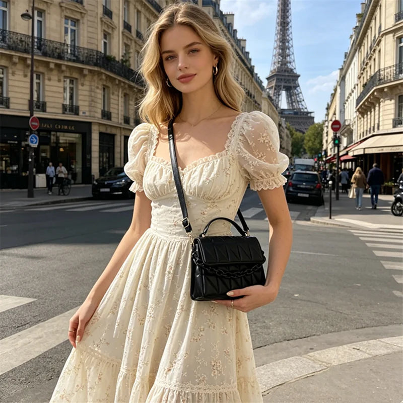 Quilted Chain Crossbody Bag – Elegant Satchel Purse with Top Handle & Detachable Strap
