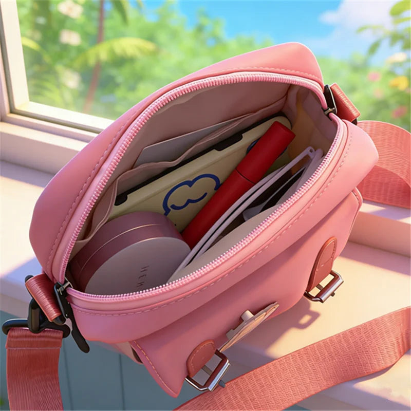 Cartoon Colorblock Mini Canvas Crossbody Bag for Women
