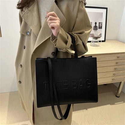 PU Leather Tote Bag – Vintage Embossed Shoulder & Crossbody Bag
