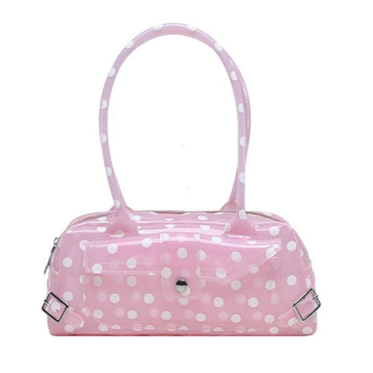 Sweet Polka Dot Transparent Pvc Jelly Tube Handbag Candy Colored Mini Top Handle Shoulder Bag Summer