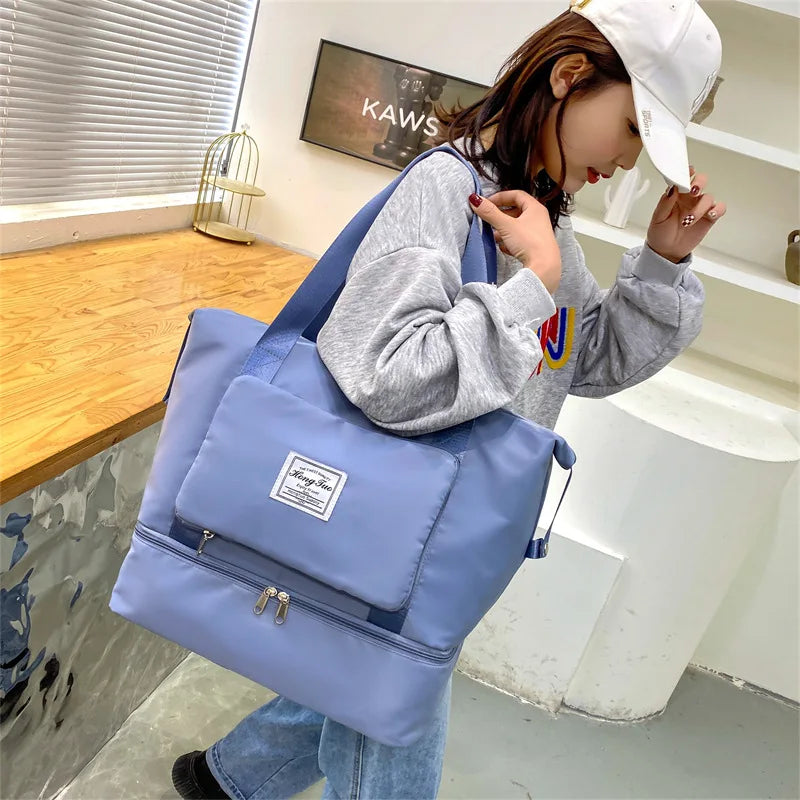 Waterproof Gym Tote Bag for Women – Shoe Compartment & Multi-Pocket
