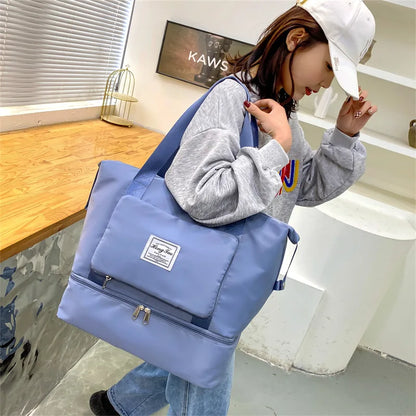 Waterproof Gym Tote Bag for Women – Shoe Compartment & Multi-Pocket