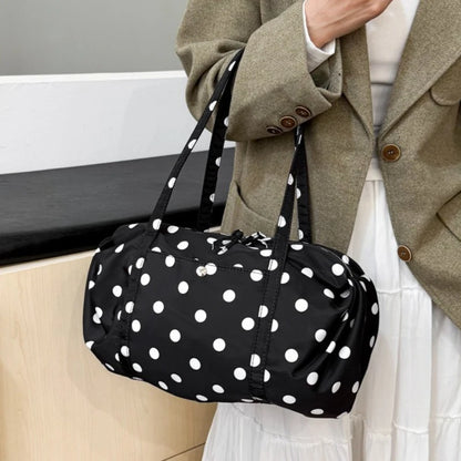 Korean Polka Dot Tote Bag Lightweight Nylon Handbag Women Casual Commute Shoulder Large Capacity