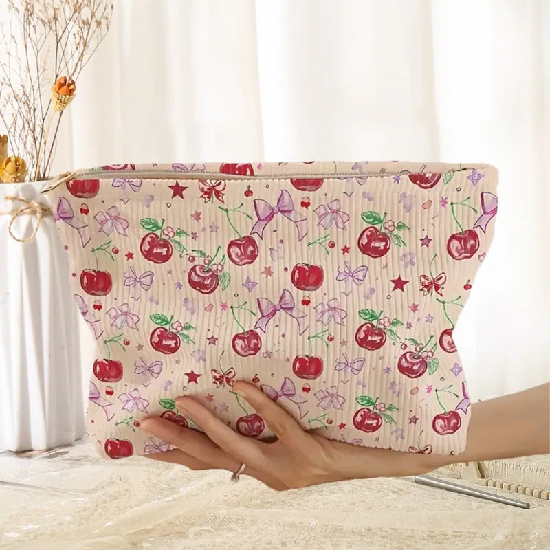 Floral & Bow Cosmetic Bag – Lightweight Zipper Makeup Pouch