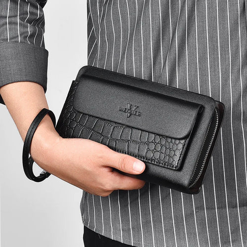 Business Retro Men S Long Hand Large Capacity Mobile Phone Storage Wear-Resistant Multi-Clip Zipper