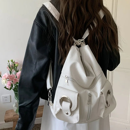 Hobo Shoulder Bag for Women – Multi Pocket Faux Leather Convertible Backpack