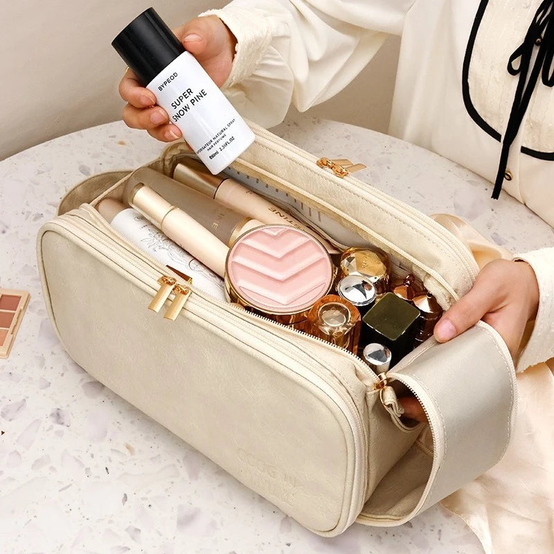 Large Capacity Double Zipper Makeup Bag