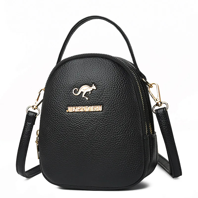 PU Leather Mini Tote Bag for Women – Dual Zip Crossbody