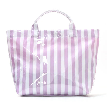 Waterproof Striped Tote Bag – Large Capacity PVC Beach Handbag for Women