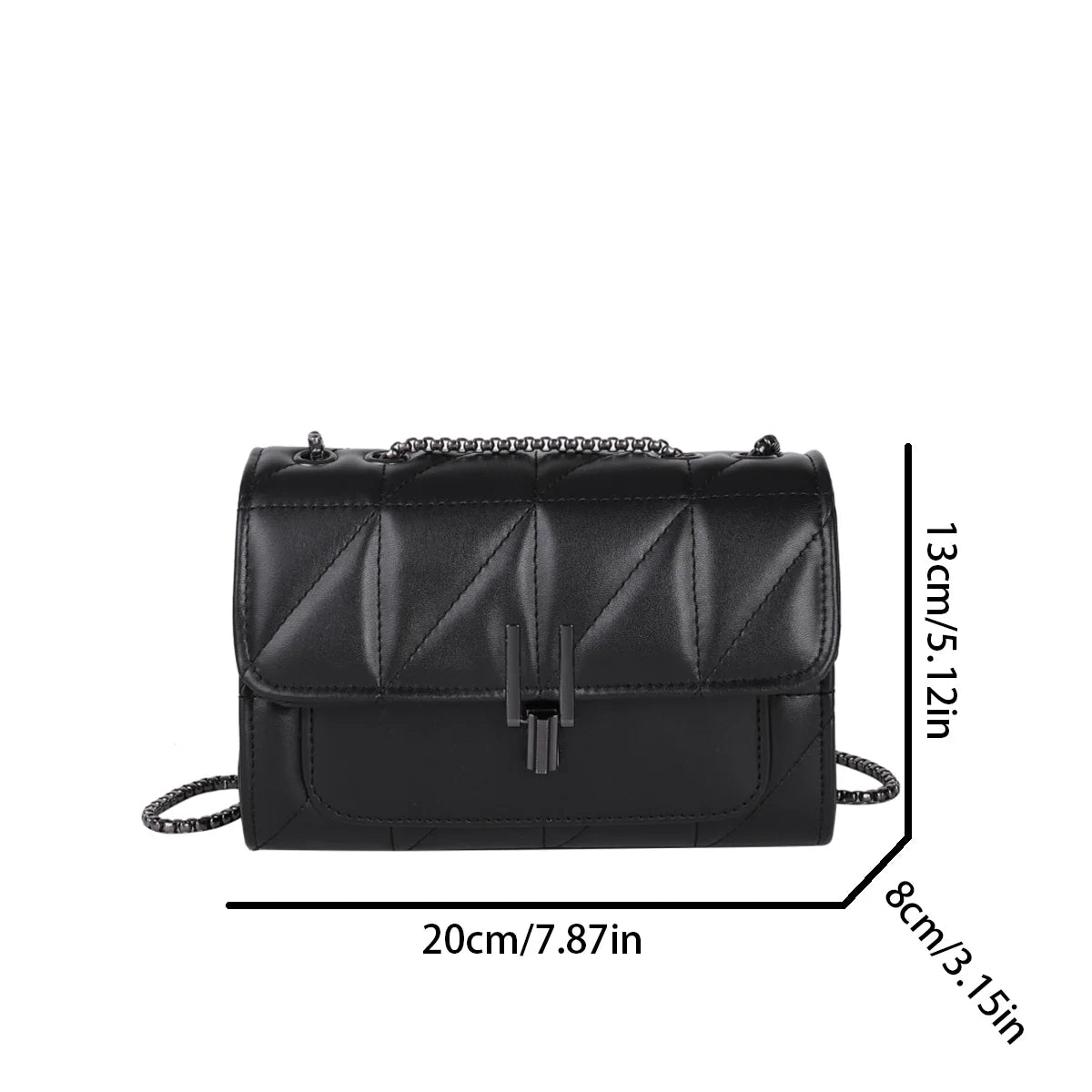 Luxury Fashionable Chain Bag Solid Color Pu Leather Women Crossbody Quilted Shoulder Daily Use