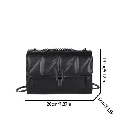 Luxury Fashionable Chain Bag Solid Color Pu Leather Women Crossbody Quilted Shoulder Daily Use
