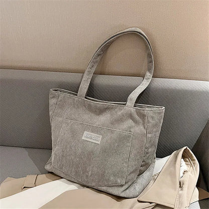 Women's Corduroy Tote Bag – Large Capacity Shoulder Bag