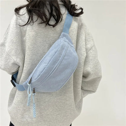 Cozy Corduroy Crossbody Bags Men S Women Chest Bag Street Style Sports Shoulder Bag