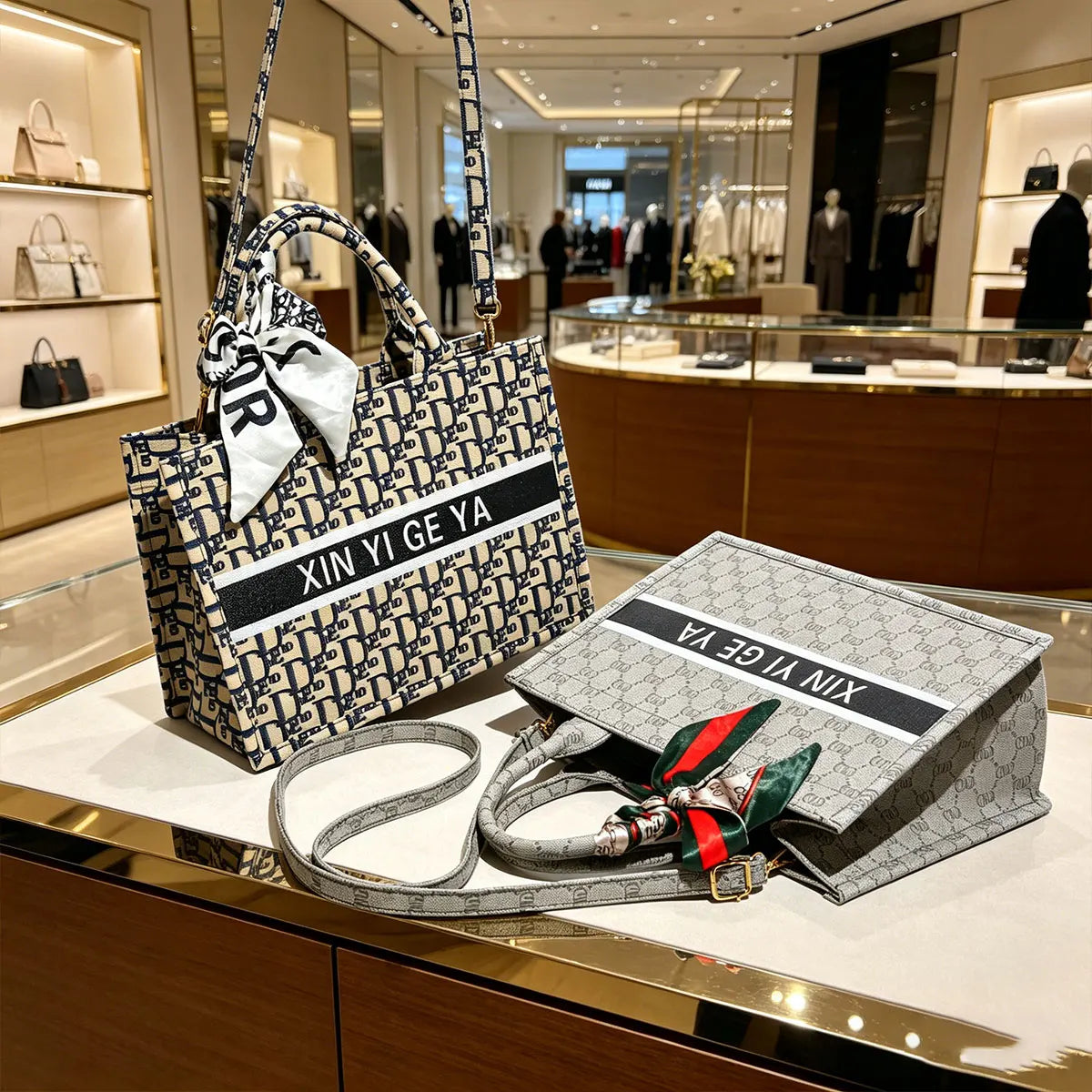 Fashionable Luxury Retro Printed Handbag Crossbody Bag Paired High-Value Scarves Used Daily