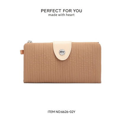 Pu Leather Women S Long-Style Wallet Creases Large Capacity