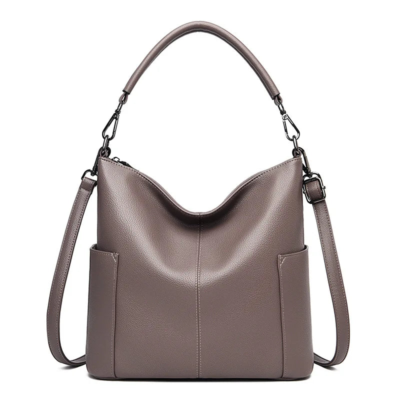 Large-Capacity Bucket Bag Women Soft Leather Hand-Held Large Bag Single-Shoulder Crossbody Bag