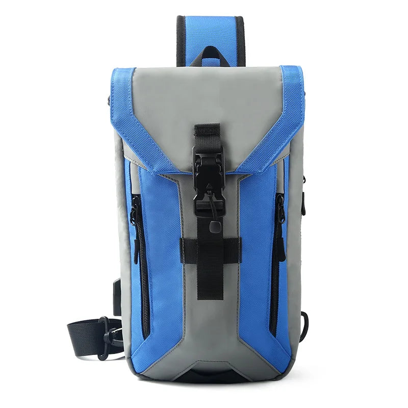 Men S Crossbody Buckle Usb Chest Bag Oxford Fabric Waterproof Large Capacity Crossbody Chest Bag