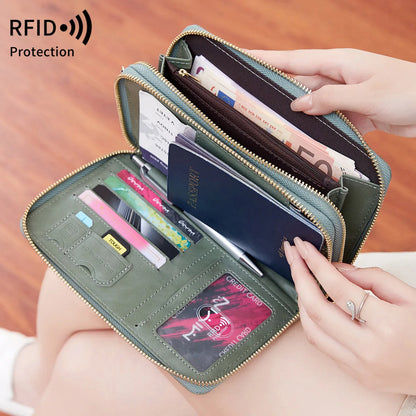 Rfid Security Brush Passport Multi-Function Storage Documents Air Tickets Travel Long Double Zipper