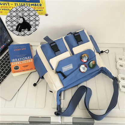 Waterproof Canvas Messenger Bag – Multi-Pocket Crossbody