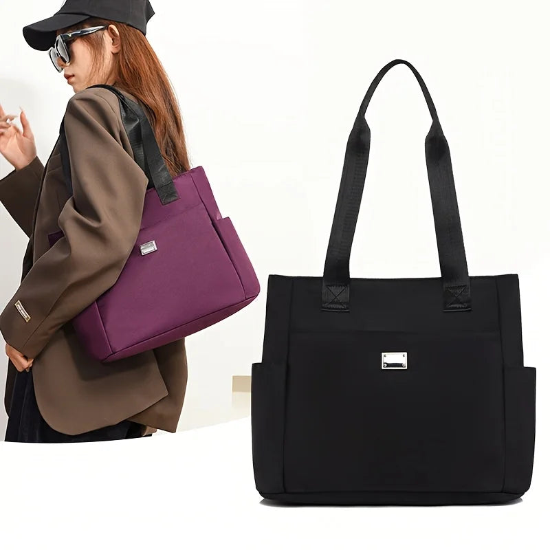 Women's Nylon Tote Bag with Multi-Pocket & Zipper Closure