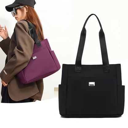 Women's Nylon Tote Bag with Multi-Pocket & Zipper Closure
