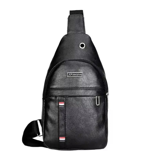Men's PU Leather Sling Bag – Retro Crossbody Chest Bag