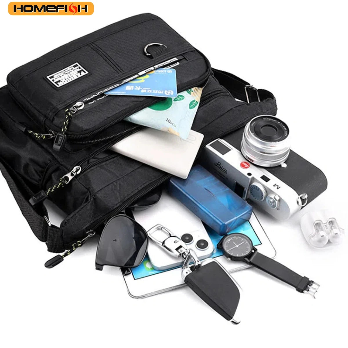 Homefish Men S Cross-Body Bag Multi-Layered Pockets Business Single-Shoulder Bag