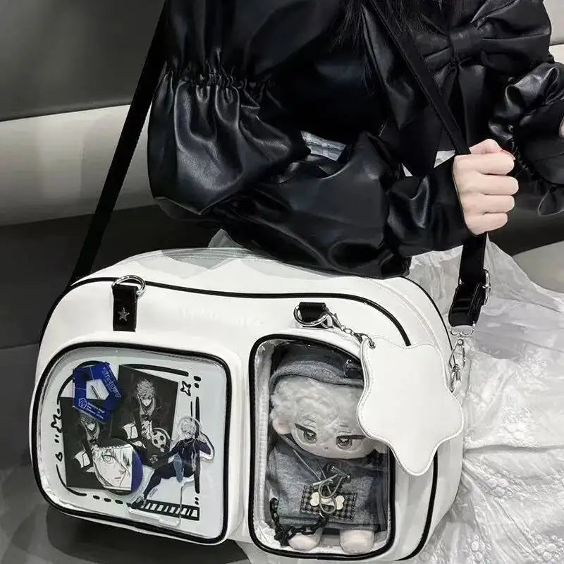 Y2K Ita Bag Large Capacity Transparent Window Crossbody Shoulder Bag