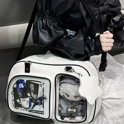 Y2K Ita Bag Large Capacity Transparent Window Crossbody Shoulder Bag