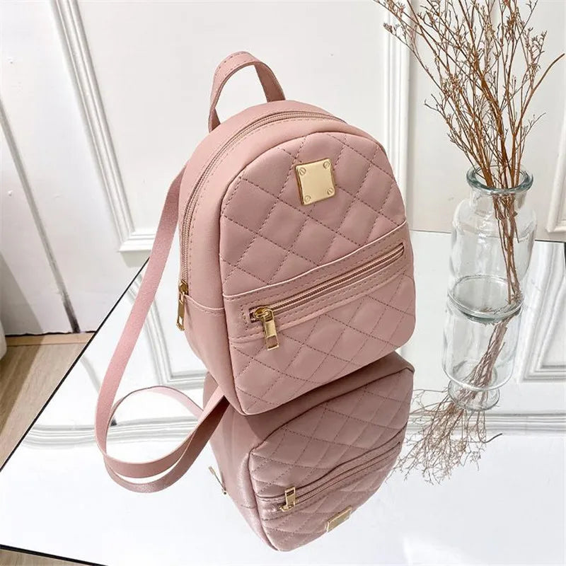 Mini PU Leather Quilted Backpack Women's Crossbody Bag