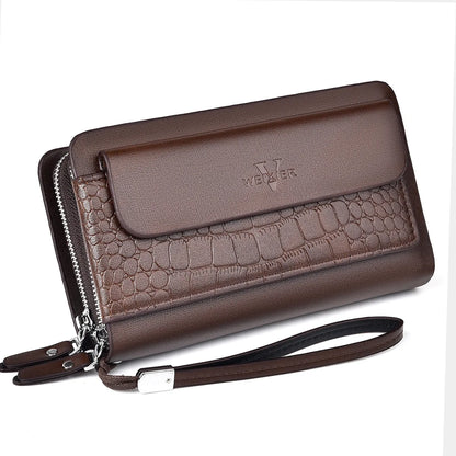 Business Retro Men S Long Hand Large Capacity Mobile Phone Storage Wear-Resistant Multi-Clip Zipper