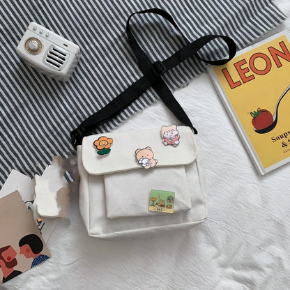 Cute Small Canvas Bag Female Crossbody Bags Girls Women Handbags Shoulder Ladies Cellphone Diagonal