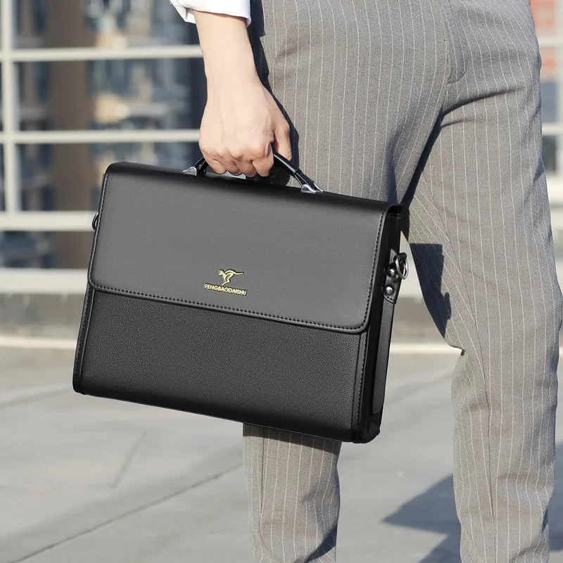 Men Carry Business Horizontal Commuting Work Documents Multi-Layer Large Capacity Briefcase Shoulder