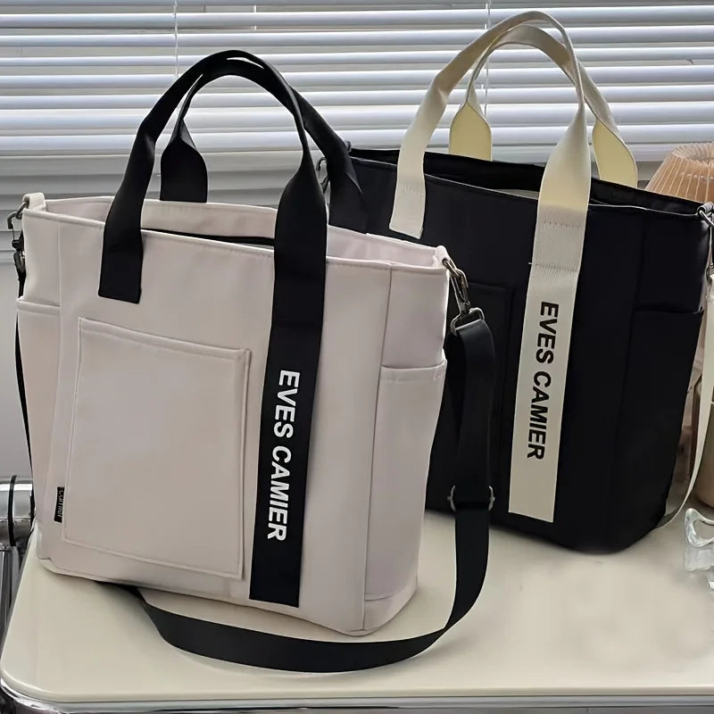 Canvas Tote Bag with Shoulder Strap – Women's Messenger Handbag