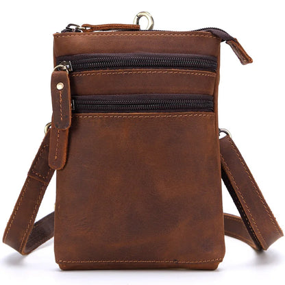 Genuine Leather Waist Bag Belt Men S Crossbody Bag Made Cowhide Retro Small Single-Shoulder