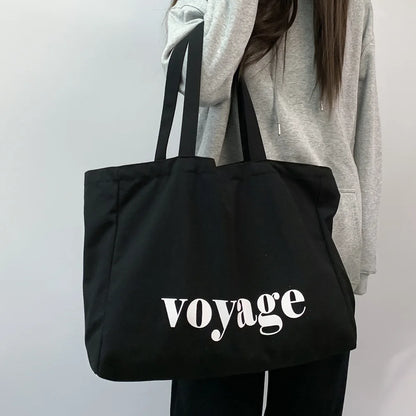 Voyage Canvas Tote Bag – Large Women's Shoulder Bag for Travel & Shopping