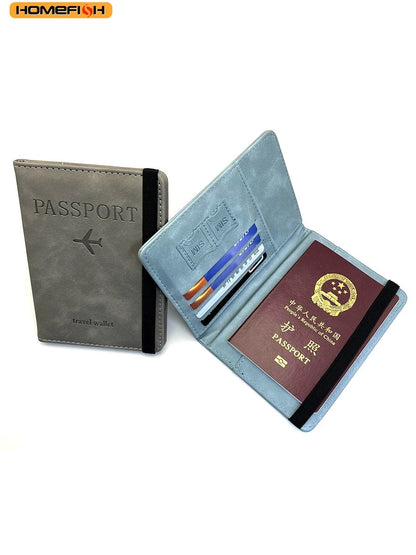 Homefish Women Men Rfid Vintage Business Passport Covers Holder Multi-Function Id Bank Card Pu