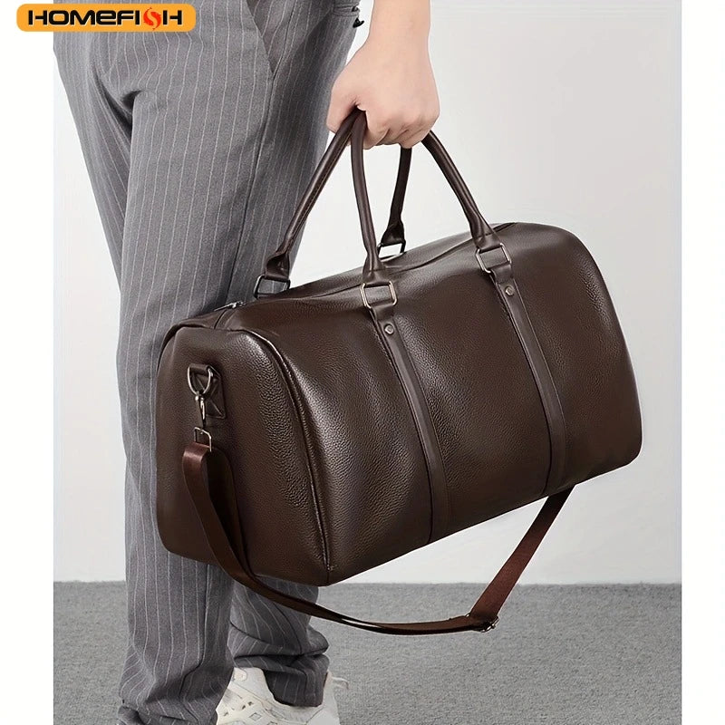 Homefish Pu Waterproof Fitness Sports Bag Retro Large Capacity Duffle Motorcycle Training Short