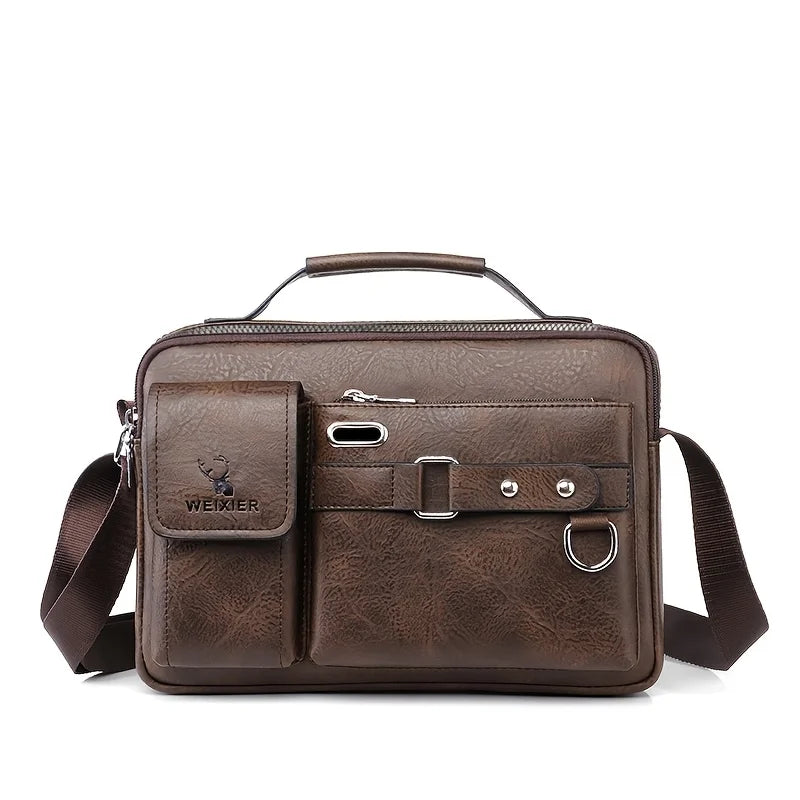 Men's Leather Crossbody Shoulder Bag – Business Casual