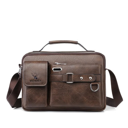 Men's Leather Crossbody Shoulder Bag – Business Casual