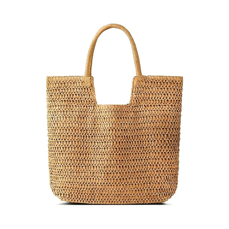 Handwoven Straw Beach Tote Bag for Women – Summer Shoulder Handbag