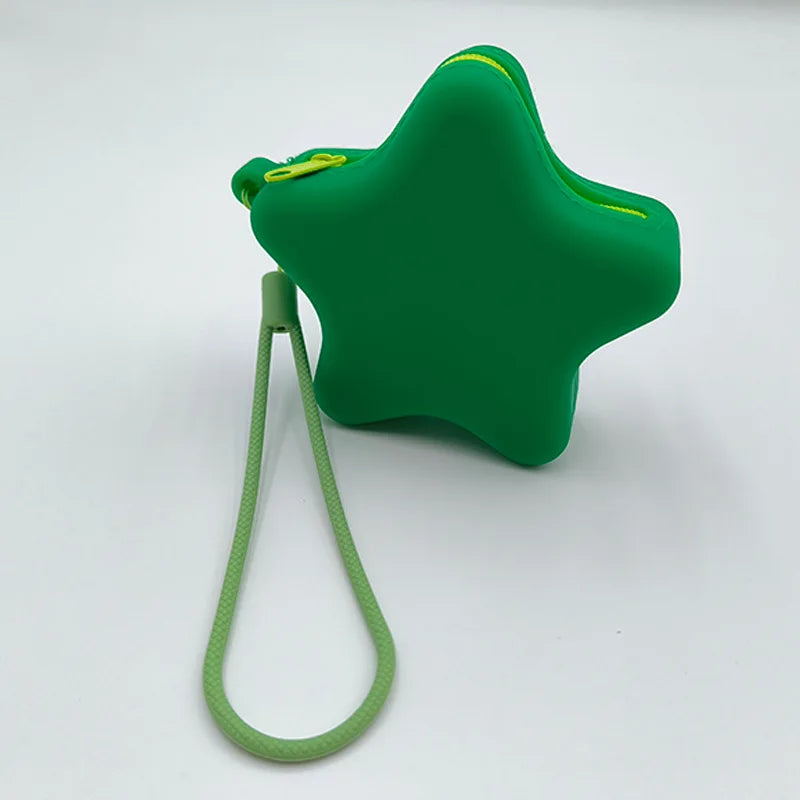 Creative Silicone Coin Purse Portable Zipper Cosmetic Bag Starfish Shape Earphone Women Girls Cute